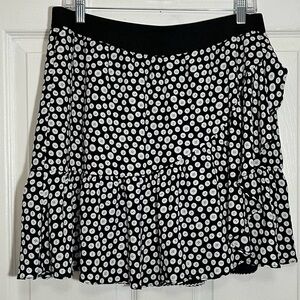 MAEVE by ANTHROPOLOGIE Button Black and white ruffle wrap Skirt | size large